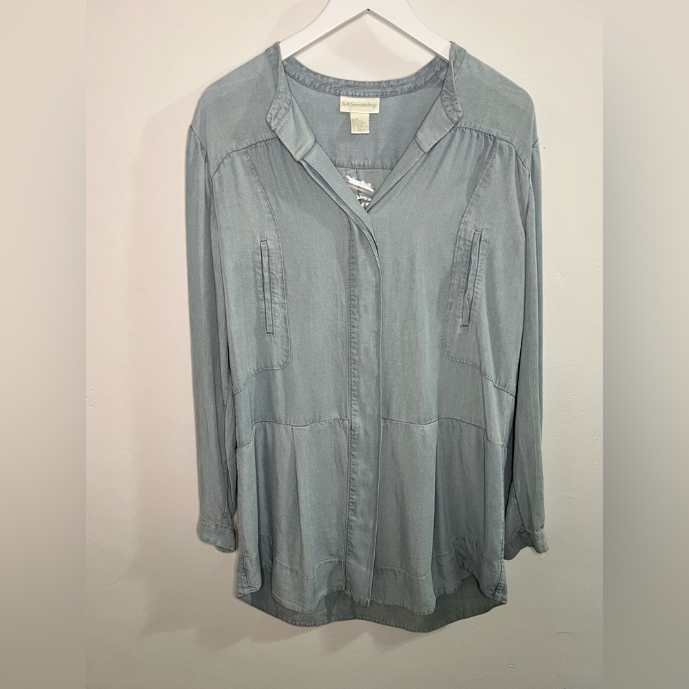 Soft Surroundings Light Blue‎ Denim Button Down Dress